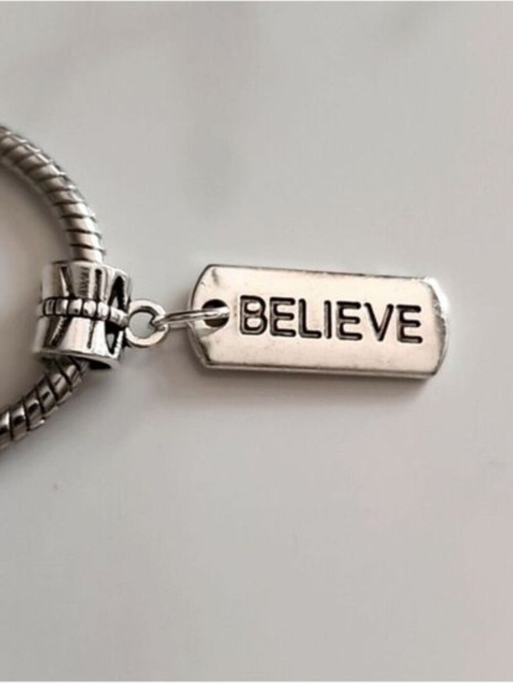 BELIEVE Word Charm Fits pandora and European Systems